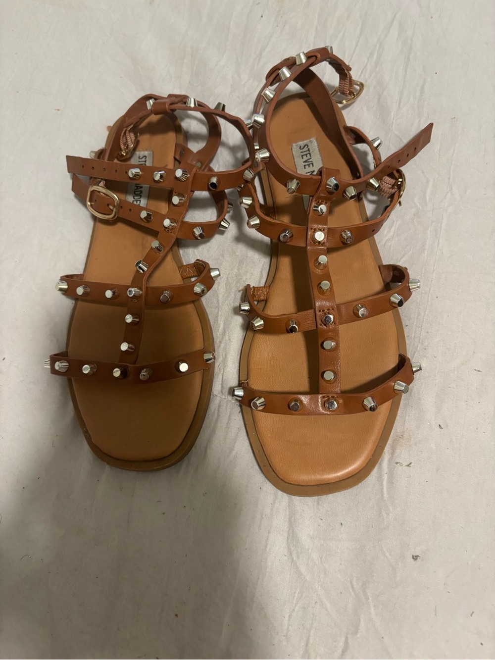 Steve Madden Brown Studded Gladiator Flat Sandals
